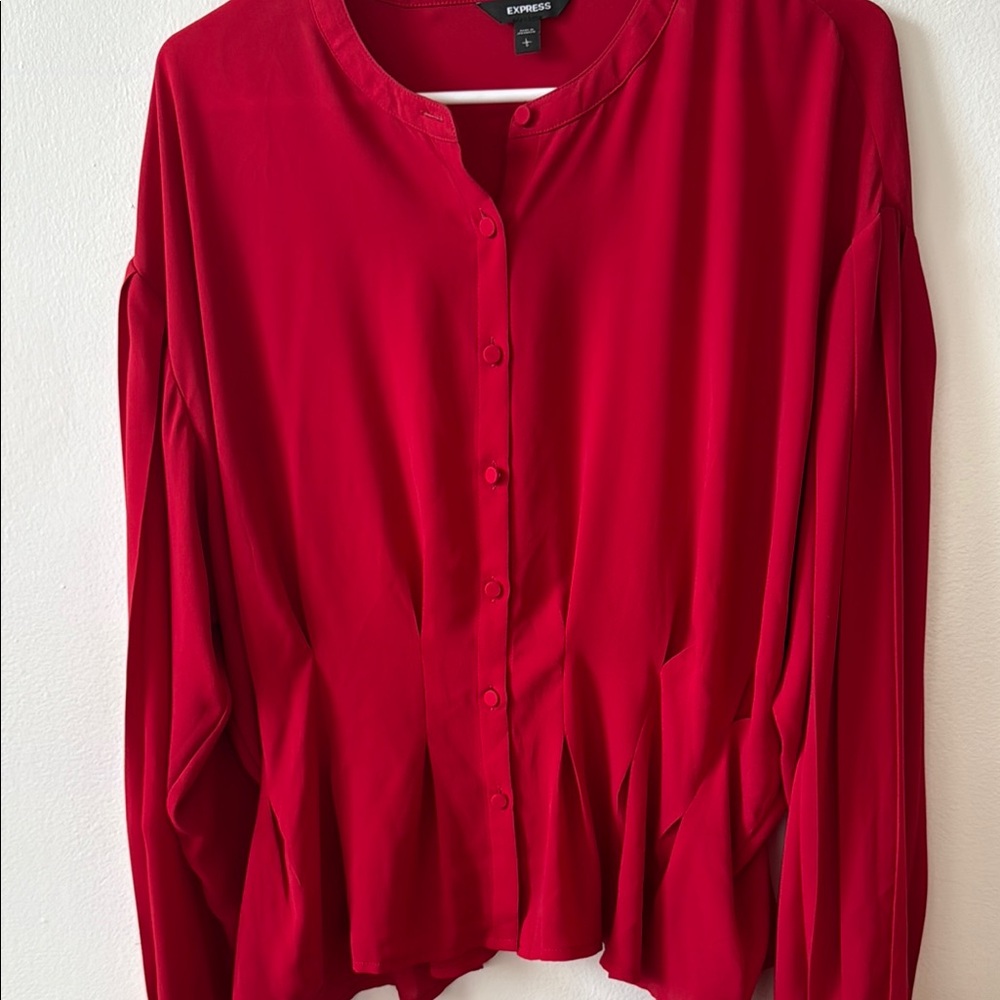 Express Women's Red Button-Up Top
